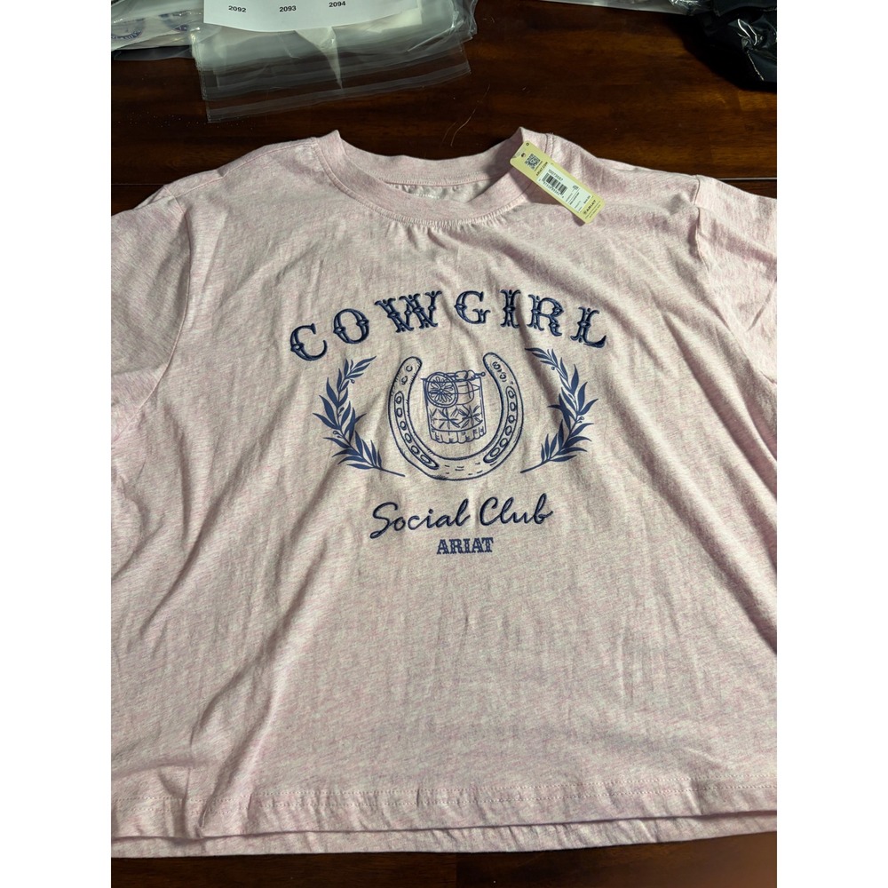 Ariat Cowgirl Social Club Graphic T-Shirt Pink Heather XL 10073557